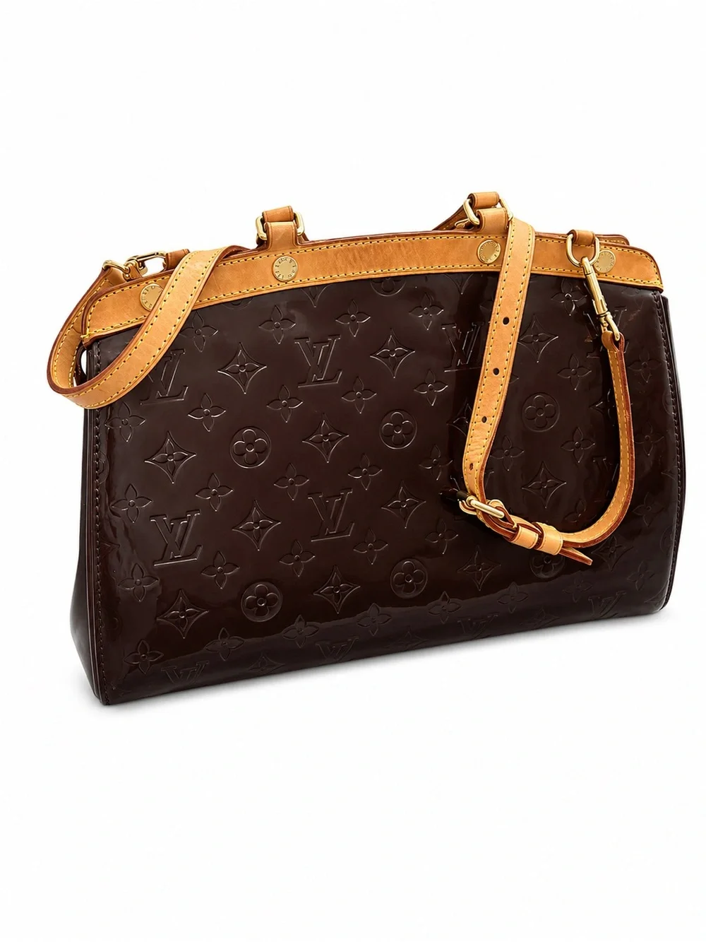 Louis Vuitton LV Amarante Monogram Vernis Brea MM 2 Way Shoulder Crossbody Tote